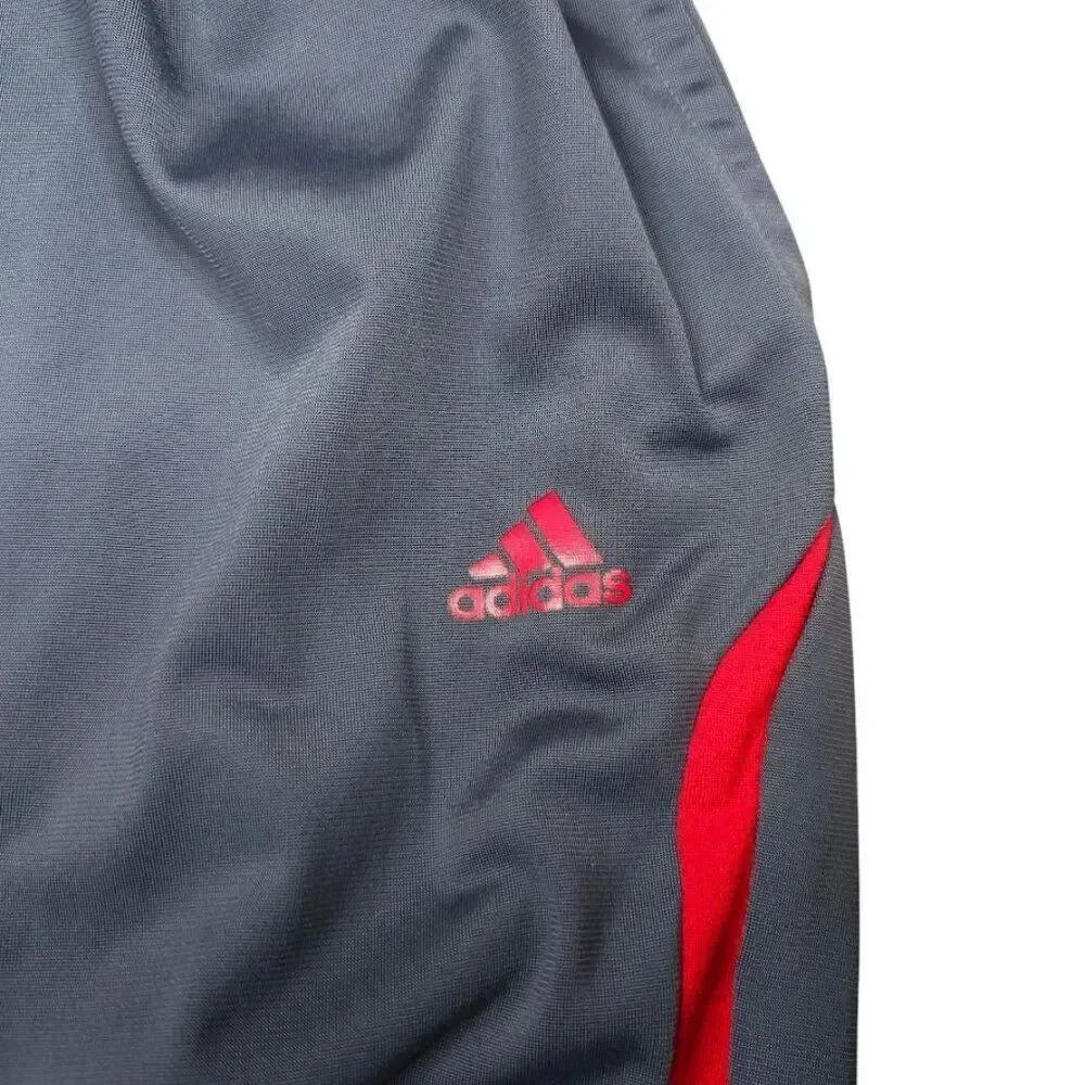 Adidas Track Pants Mens Size Medium Gray Red Athletic Work Out 027344 AAL001